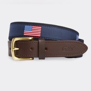 Vineyard Vines American Flags Canvas Club Belt. Size: 30